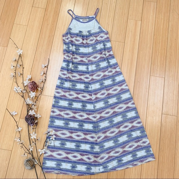 Girls Lucky Brand Muted Ikat Maxi Dress, L 10 - Picture 1 of 6